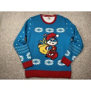 Junk Food The Smurfs Papa Smurf As Santa Blue Ugly Christmas Sweater Size M